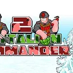 Spielfiguren als Bataillonkommandeure im Cartoon-Stil vor winterlichem Hintergrund mit dem Titel 2 Battalion Commander