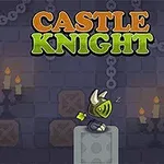 Cartoonartiger Ritter im Spiel Castle Knight steht auf einer Steinsäule in einem Kerker