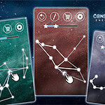 Constellation Energy Lines Drei Karten mit Sternbildern und Symbolen im Weltraumdesign