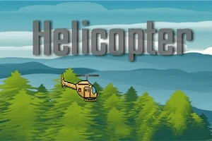 Cartoon-Hubschrauber fliegt über Waldlandschaft