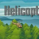 Cartoon-Hubschrauber fliegt über Waldlandschaft