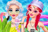 In diesem Online-Umstyling-Spiel machst du mit Elsa und Ariel bei lustigen