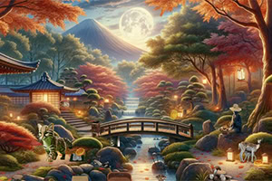 Erkunde einen friedlichen japanischen Garten und finde jedes verborgene Geheimnis