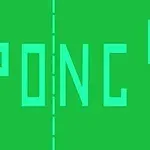 Grünes Pong-Spielbildschirm-Design mit Text