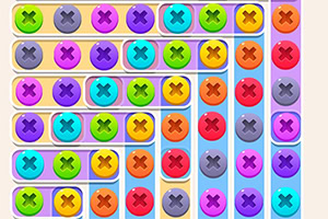 Buntes Puzzlespiel mit mehrfarbigen Kreuzen in Reihen