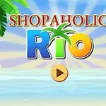 Buntes Titelbild für das Spiel Shopaholic Rio mit einem Papagei, Palmen und Strandhintergrund