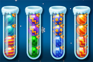 Sorting Xmas Balls ist ein gemütliches Winterpuzzle, in dem du bunte Weihnachtskugeln ordentlich sortierst