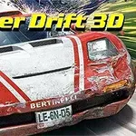 Rotes Rennauto mit dynamischer Driftbewegung und Super Drift 3D-Schriftzug