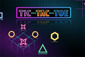 Neon beleuchtetes Tic-Tac-Toe-Spiel in futuristischem Stil