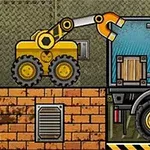 Truck Loader 4 Gelber Bagger lädt Kisten auf einen LKW in einem Videospiel
