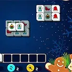 Weihnachtliches Memory-Spiel mit Cartoon-Lebkuchenmännchen und winterlichem Hintergrund