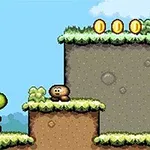 Yoshi und Goomba auf einer Plattform in einem klassischen Videospiel-Szenario