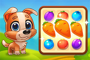 Begleite Oscar, den cleveren Hofhund, in Yummy Tales 3 – dem lustigen und süchtig machenden 3-Gewinnt-Puzzlespiel!